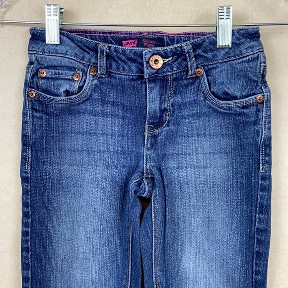Girls LEVIS Stretch, Skinny Flare, Adjustable Waist, Denim Jeans.  Sz 7 Regular - Picture 2 of 5